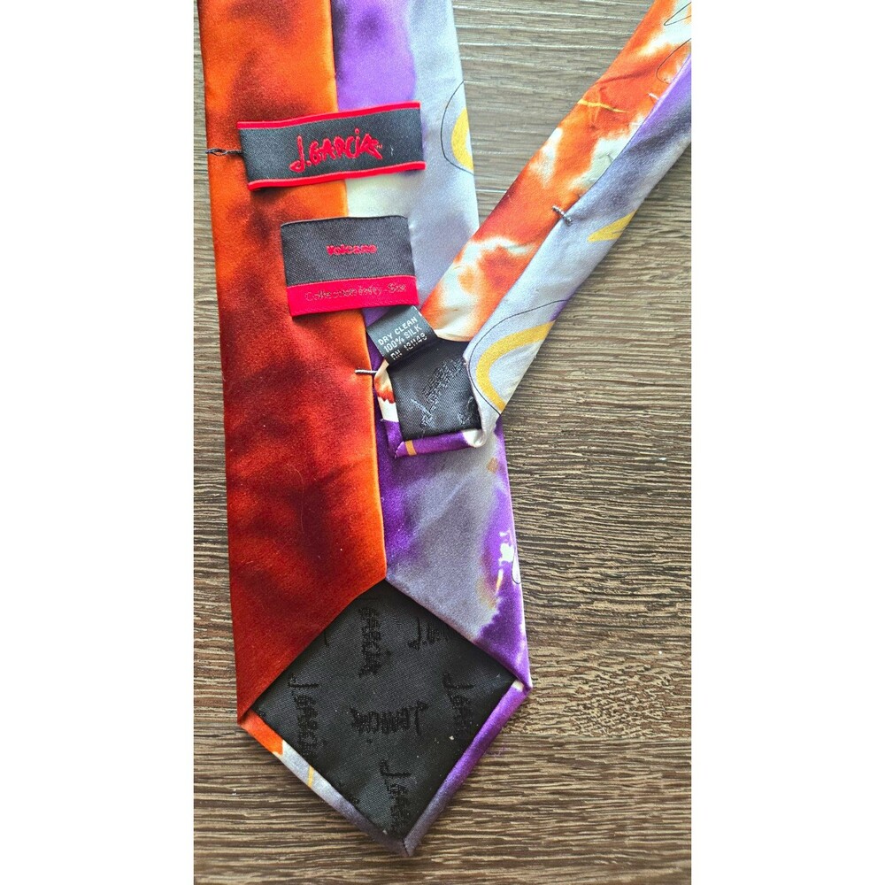 J. Garcia Volcano Collection 56 Abstract 100% Silk Satin Men's Tie Logo